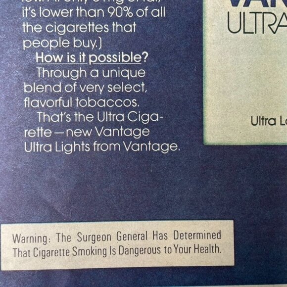 Vintage 1970s Vantage Ultra Lights Cigarettes u Ad Print Full Page Original - Picture 6 of 8
